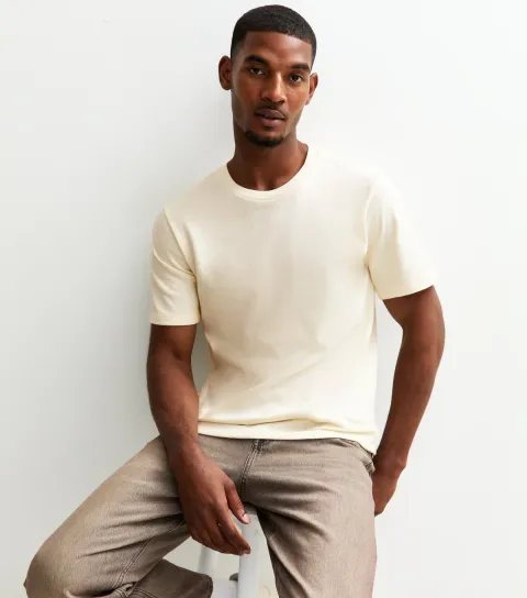 White Textured Crew Neck Short Sleeve T-Shirt