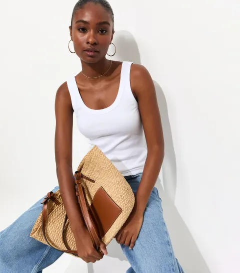 White Cotton Rich Scoop Neck Vest Top