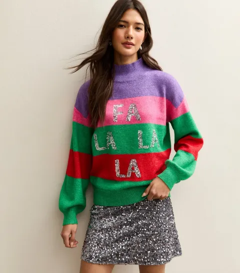 Multicoloured Stripe Christmas Jumper