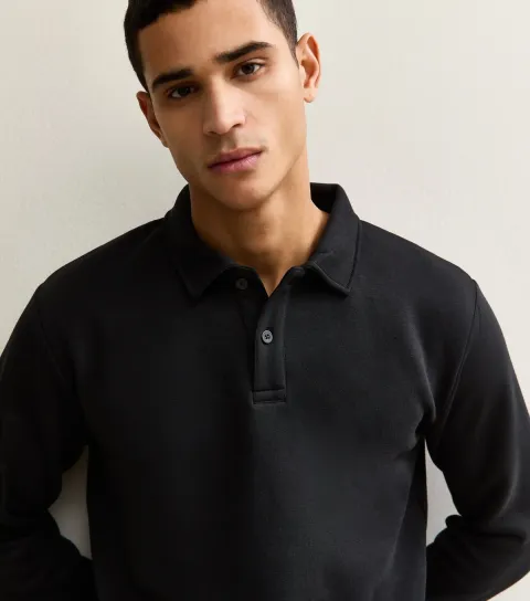 Black Polo Collar Sweatshirt