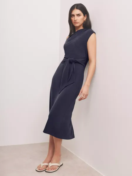 Mint Velvet Tie Waist Sheath Midi Dress
