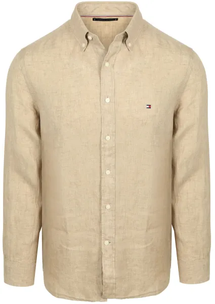 Tommy Hilfiger Linen Shirt Beige maat L