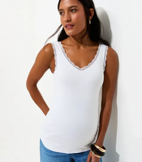 Maternity White Lace Trim Vest Top