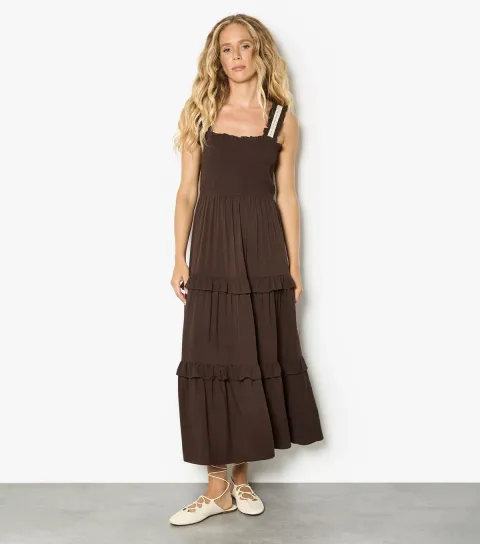Dark Brown Crochet Midi Dress