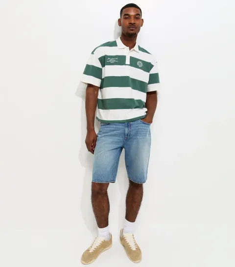 Green Short Sleeve Rugby Polo Top
