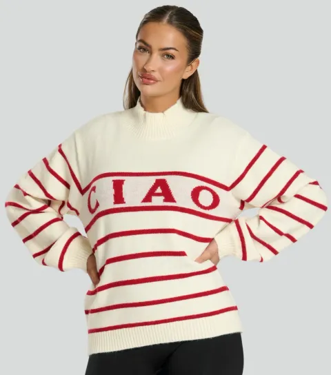 Cream Ciao Striped Jumper
