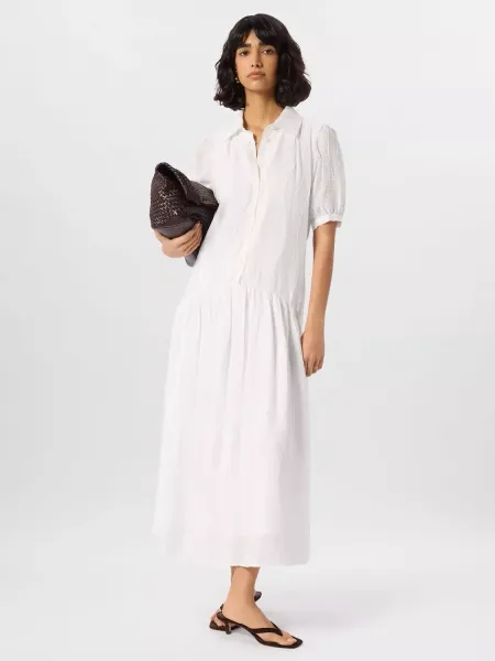 Whistles Textured Drop Waist Midi Shirt Dress containing LENZING™ ECOVERO™ Viscose