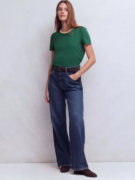 Boden Metallic Trim Cotton T-Shirt