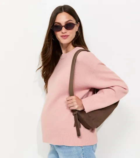 Maternity Light Pink Midweight Crew Neck Jumper