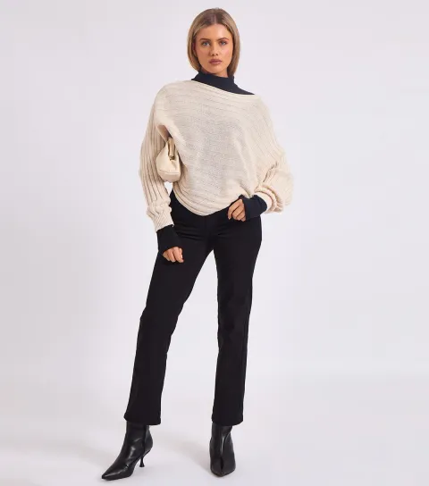 Cream Knit Batwing Sleeve Jumper