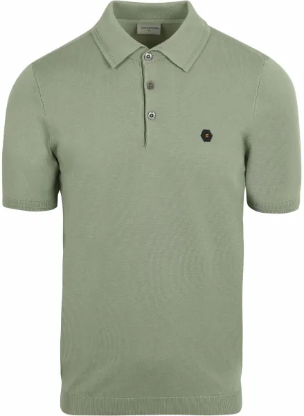 No Excess Knitted Polo Shirt Green maat L