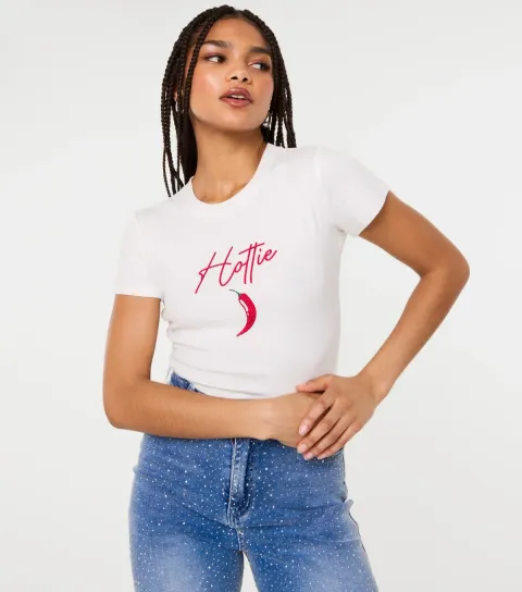White Hottie Chilli Print T-Shirt