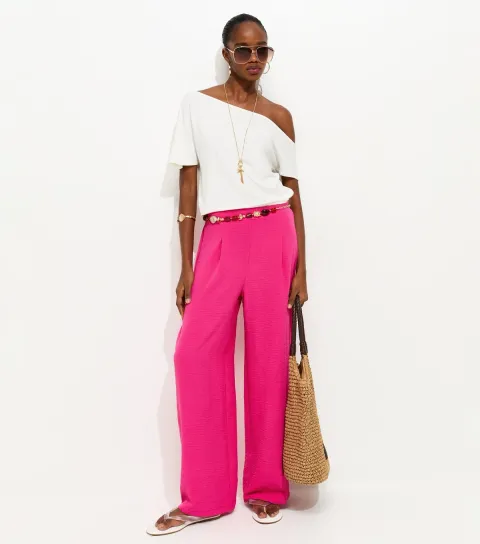 Bright Pink Wide Leg Trousers