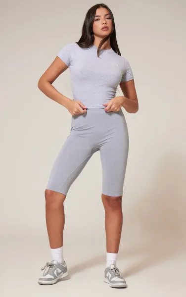 Grey Marl Seamless Melange High Waist Capri Leggings