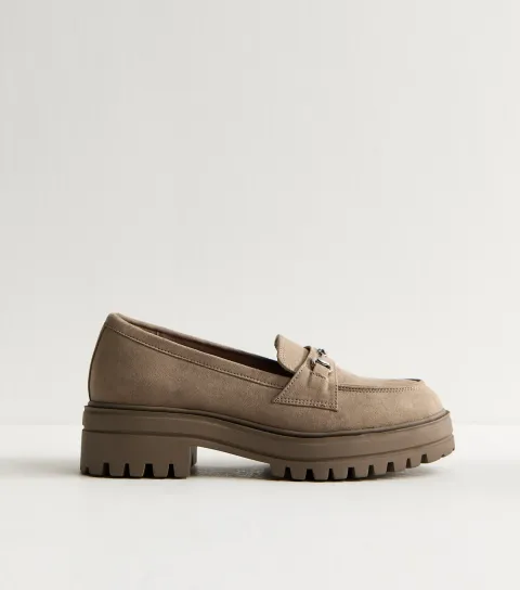 Light Brown Platform Faux Suede Loafer Vegan