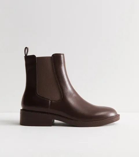 Dark Brown Faux Leather Chelsea Ankle Boots Vegan