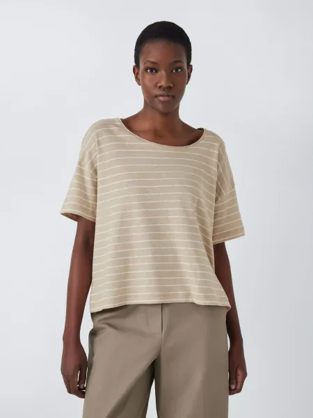 John Lewis Stripe Relaxed Cotton Rich T-Shirt