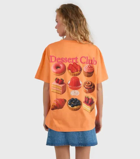 Orange Cotton Dessert Club Oversized T-Shirt
