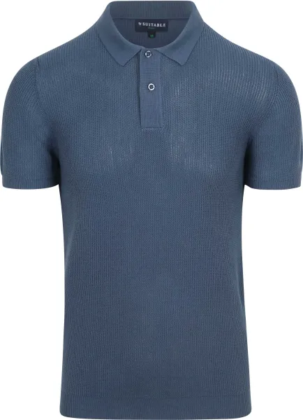 Suitable Respect Polo Shirt Structure Knit Blue maat L
