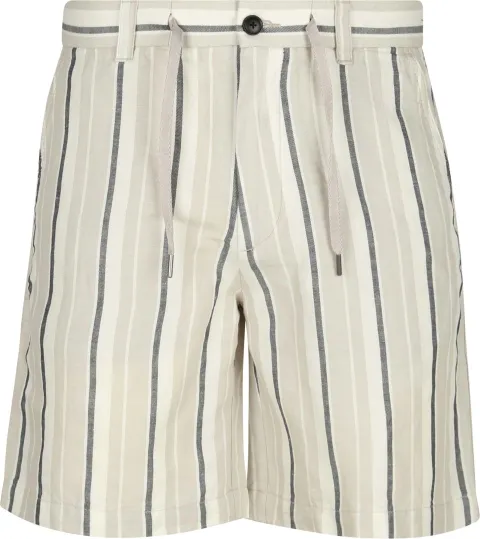 BOSS Chino Short Linen Blend Stripes Beige maat 32
