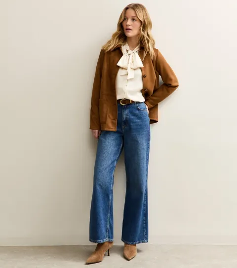Cream Striped Pussybow Neck Blouse