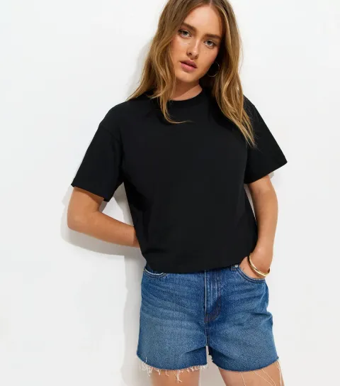 Black Cotton Boxy T-Shirt