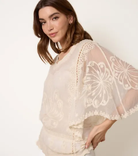 Stone Embroidered Floral Blouse