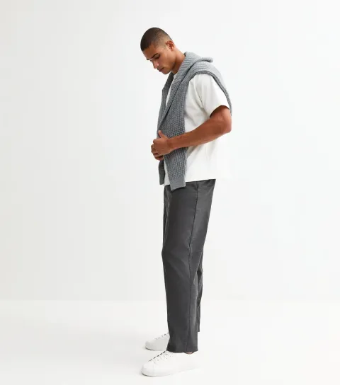 Dark Grey Relaxed Pleated Tailored Trousers