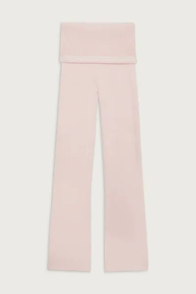 Frankies Bikinis Aimee Cloud Knit Flare Pant in Rosebud Pink