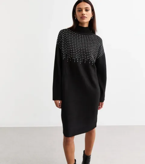 Black Studded Jumper Dress