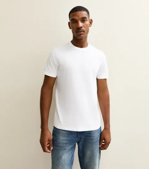 White Regular Crew Neck Jersey T-Shirt