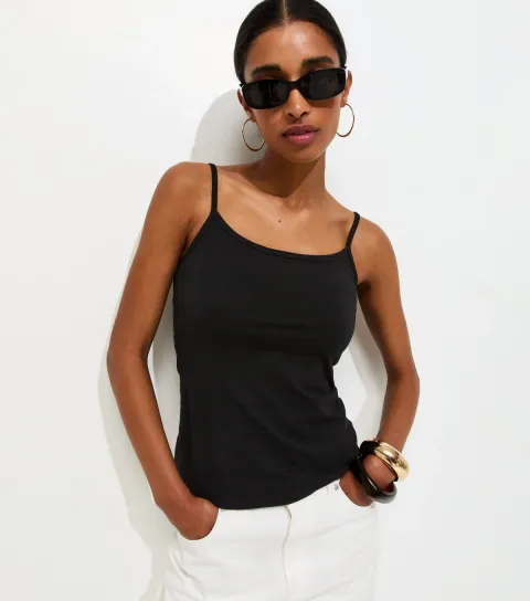 Black Scoop Neck Cami Top