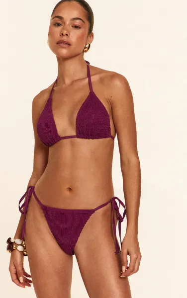 Purple Crinkle Triangle Bikini Top