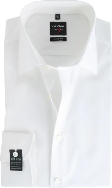 OLYMP Level Five Shirt Extra Long Sleeve Body-Fit Off-White size 38