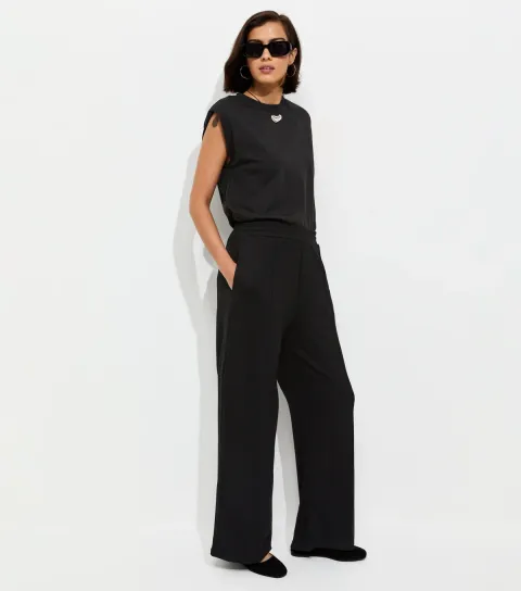 Premium Black Wide Leg Joggers