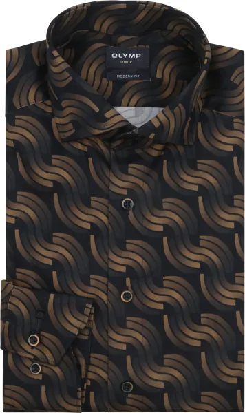 Olymp Luxor Shirt Print Brown size 39