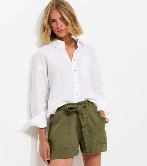 Dark Khaki Cotton Twill Cargo Shorts