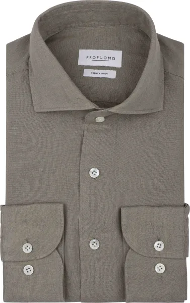 Profuomo Shirt Linen Green size 37
