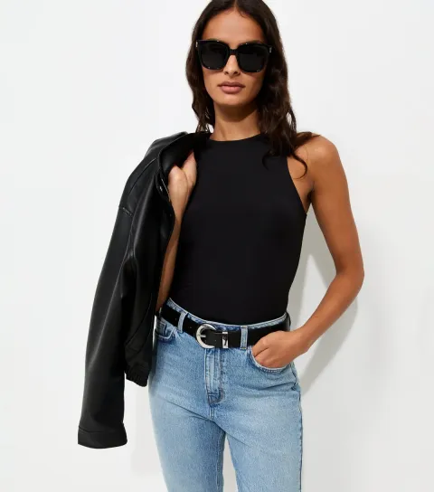 Black Jersey Racer Bodysuit