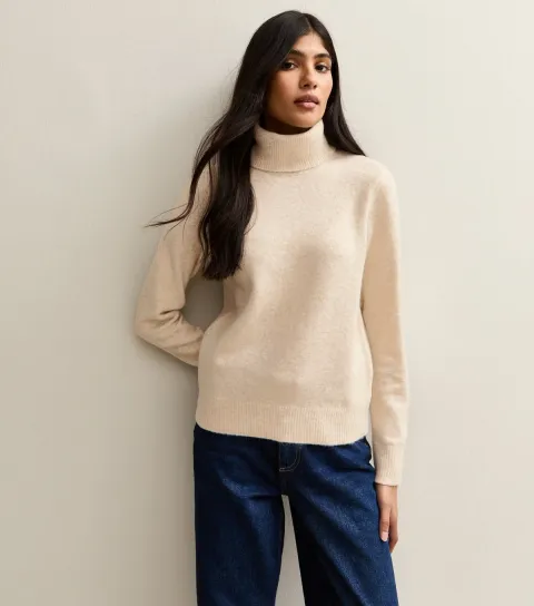 Oatmeal Roll Neck Jumper