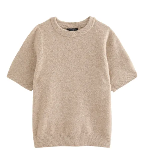 Plus Size Light Mink Brushed Knit Set In Sleeve T-Shirt Curves