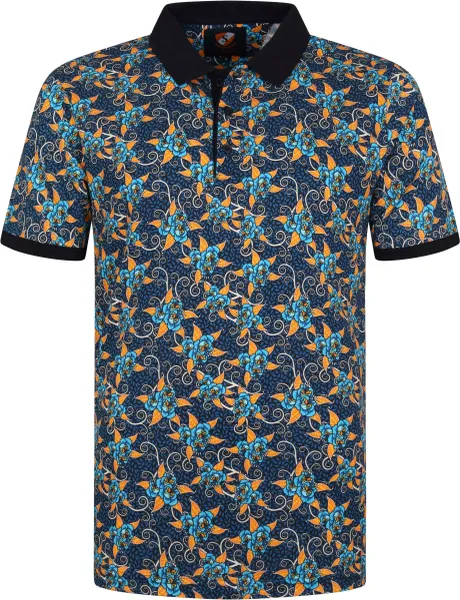 Suitable Polo Floral Dark Multicolour Blue Dark Blue maat L