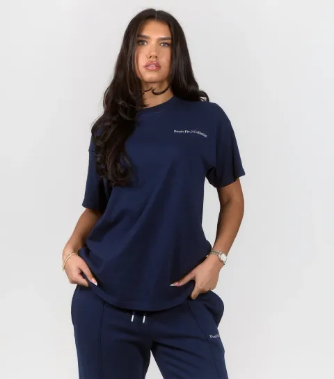 Navy Cotton Rich Rosa T-Shirt