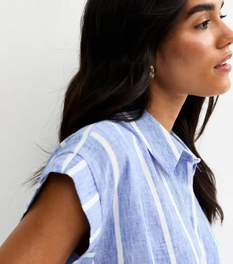Blue Striped Tie Front Shirt
