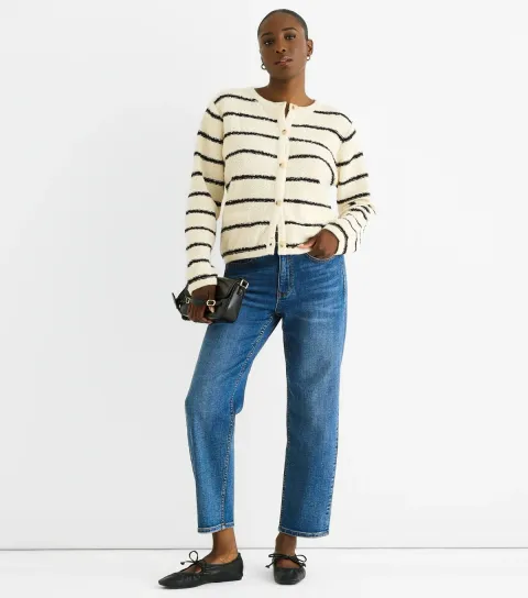 Cream Striped Cardigan