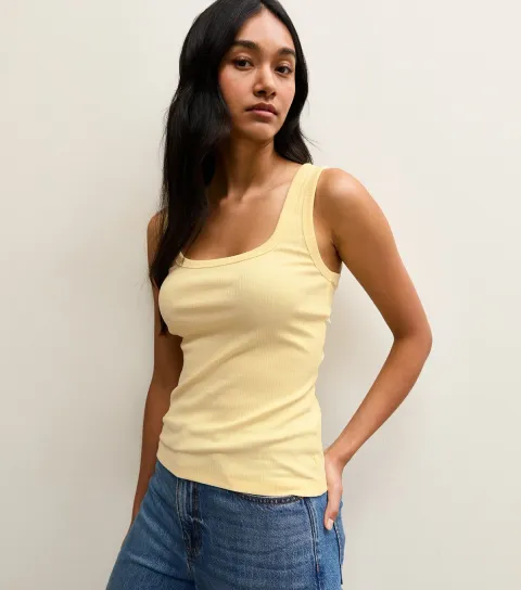 Light Yellow Square Neck Vest Top