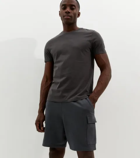Dark Grey Regular Jersey Cargo Shorts