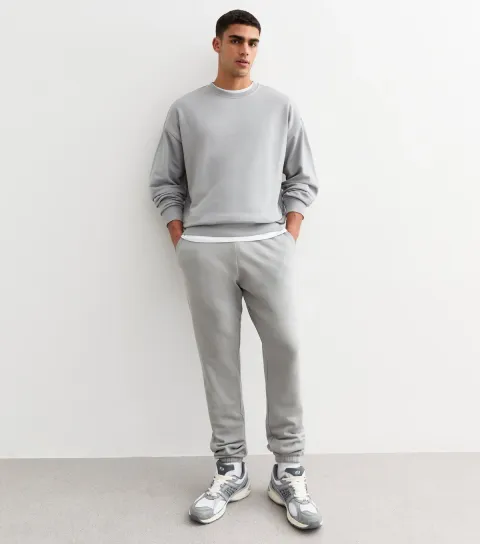 Grey Regular Fit Jersey Joggers