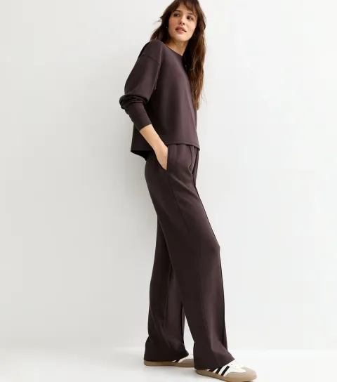 Tall Burgundy Dark Burgundy Jersey Wide Leg Joggers