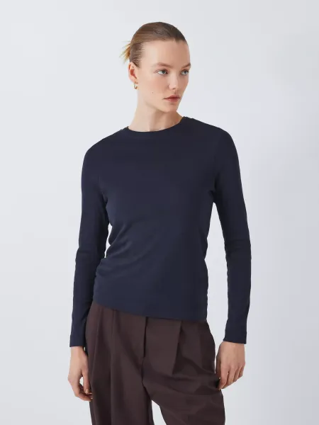 John Lewis Organic Cotton Long Sleeve Crew Neck T-Shirt